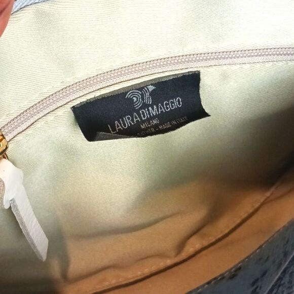 Laura Dimaggio  blue python pattern leather clutch/ wristlet - Picture 5 of 9